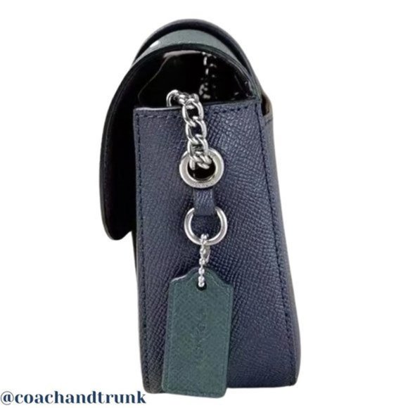 COACH Leather Gemma Deep Blue Forest Green Sparkling Crystals Apple Buckle NWT - Picture 3 of 15